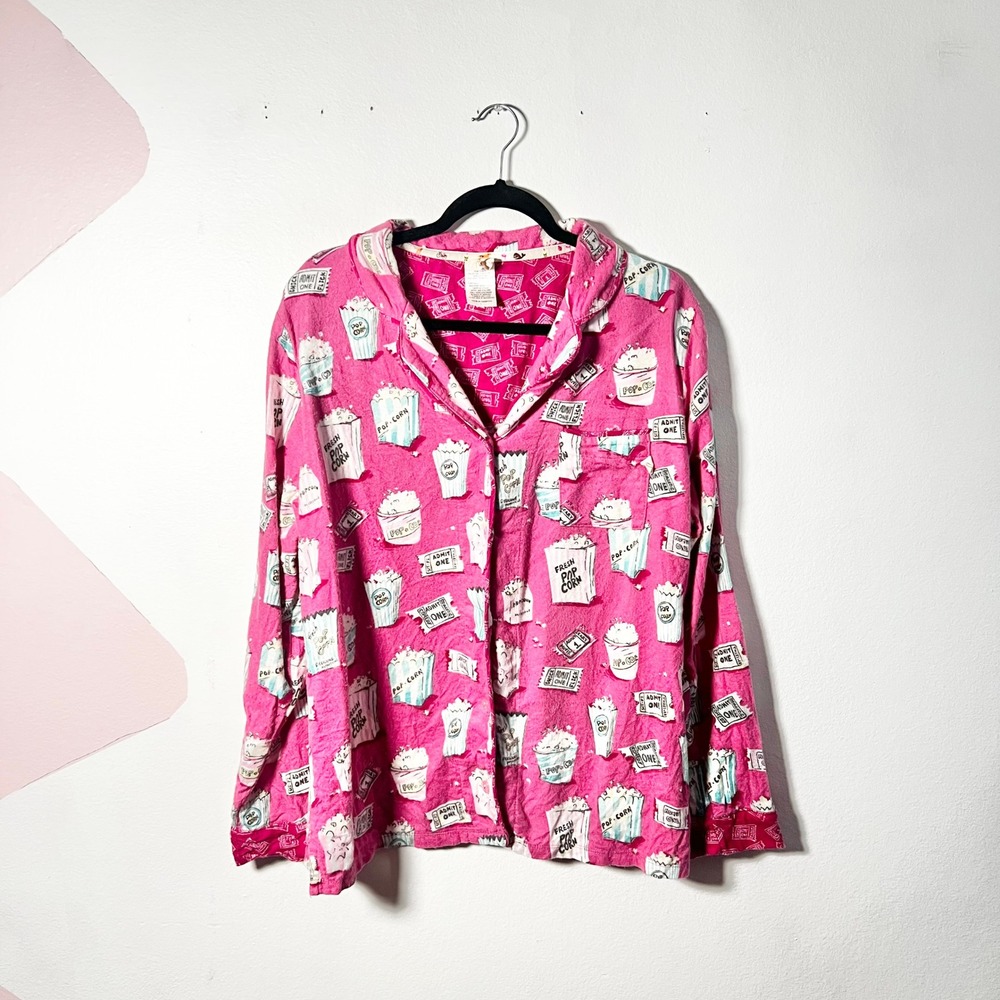 Munki Munki Pajama Top Large Pink Popcorn‎ Movie Ticket